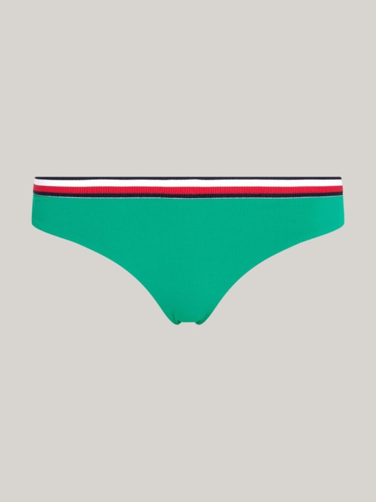 Green Global Stripe Ribbed Hipster Bikini Bottoms  Women
