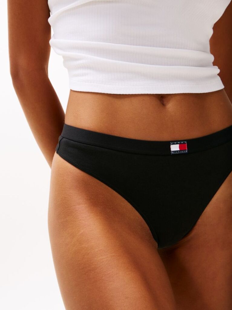 Black 5-Pack Heritage Flag Logo Thongs  Women