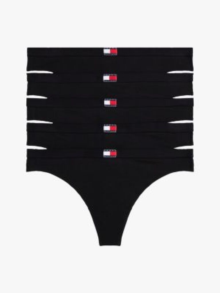 Black 5-Pack Heritage Flag Logo Thongs  Women