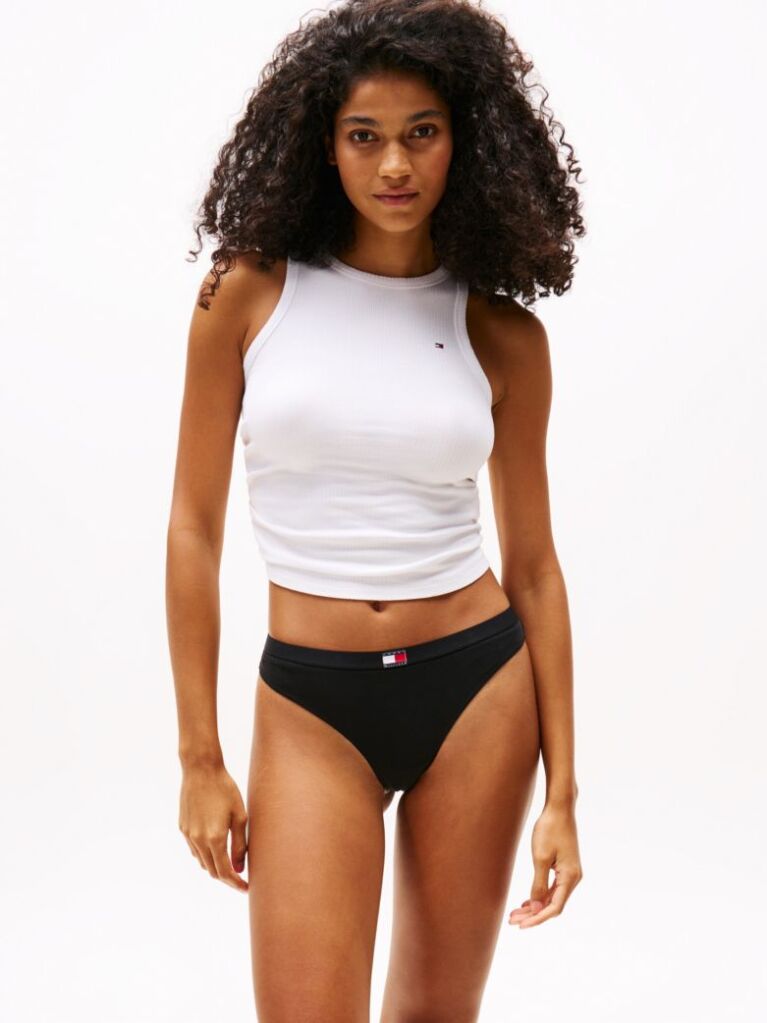 Black 5-Pack Heritage Flag Logo Thongs  Women