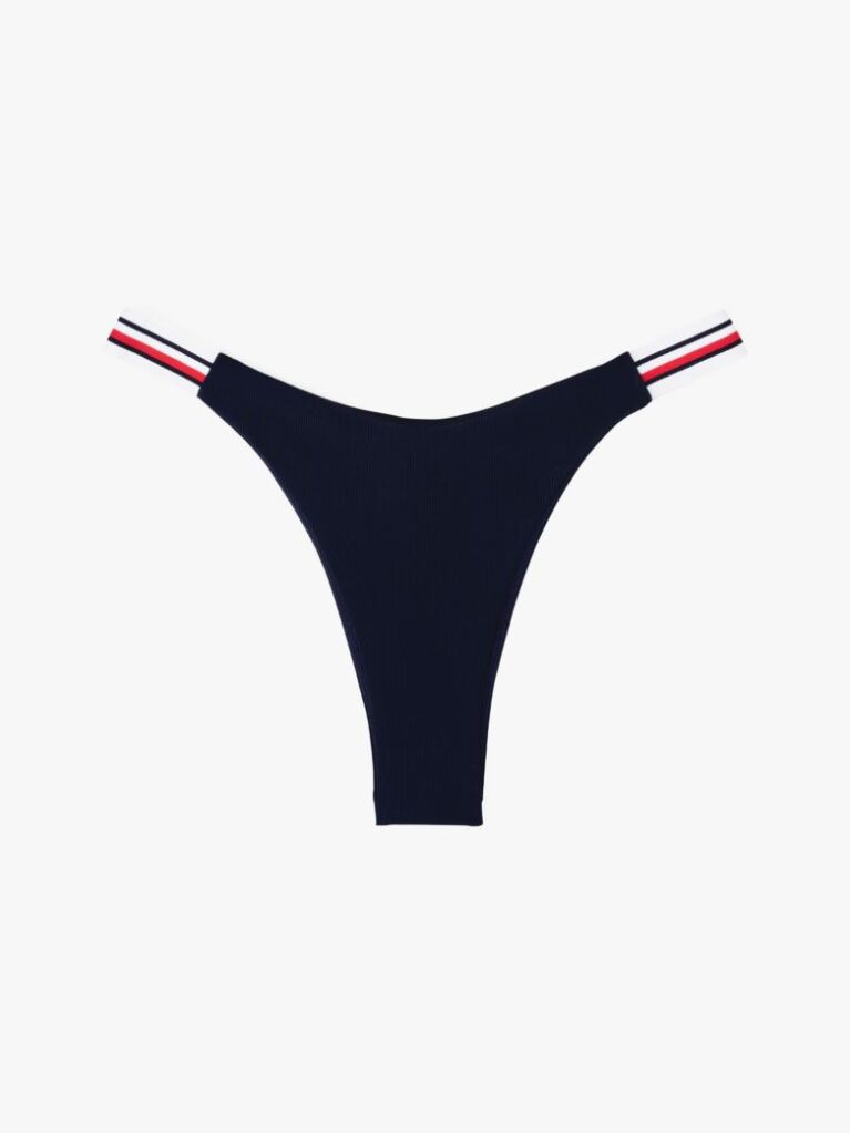Blue Global Stripe High Cut Bikini Bottoms  Women