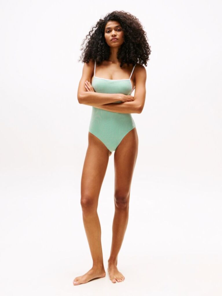Multi Ribbed Texture Scoop Back Swimsuit  Women
