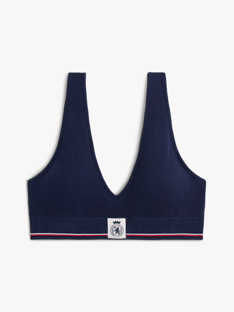 Blue TH Crest Ribbed Triangle Bralette  Women