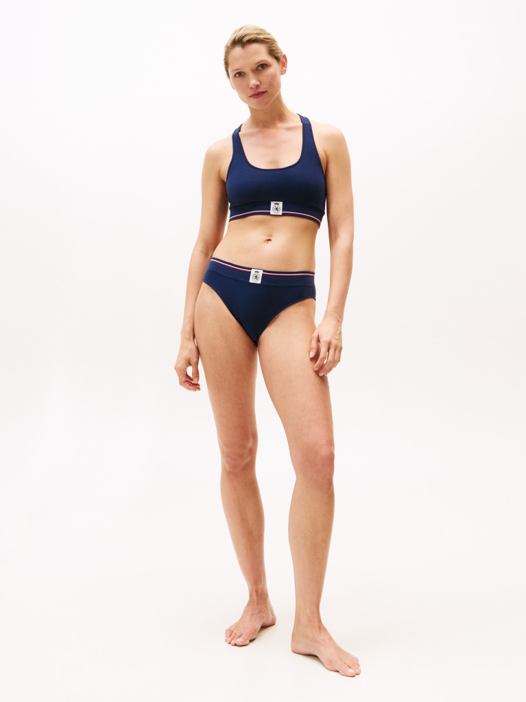 Blue TH Crest Ribbed Briefs  Women