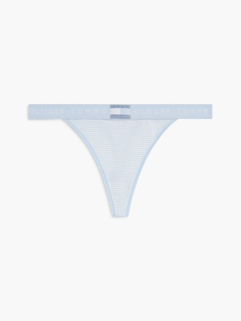 Blue Heritage Print Logo Waistband Tanga Thong  Women