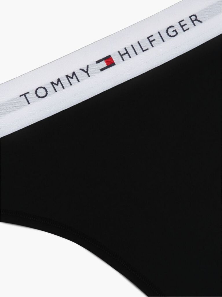 Black Signature Logo Microfibre Thong  Women
