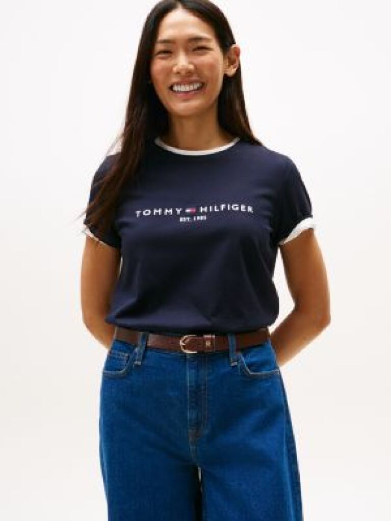 Blue Organic Cotton Logo T-Shirt  Women