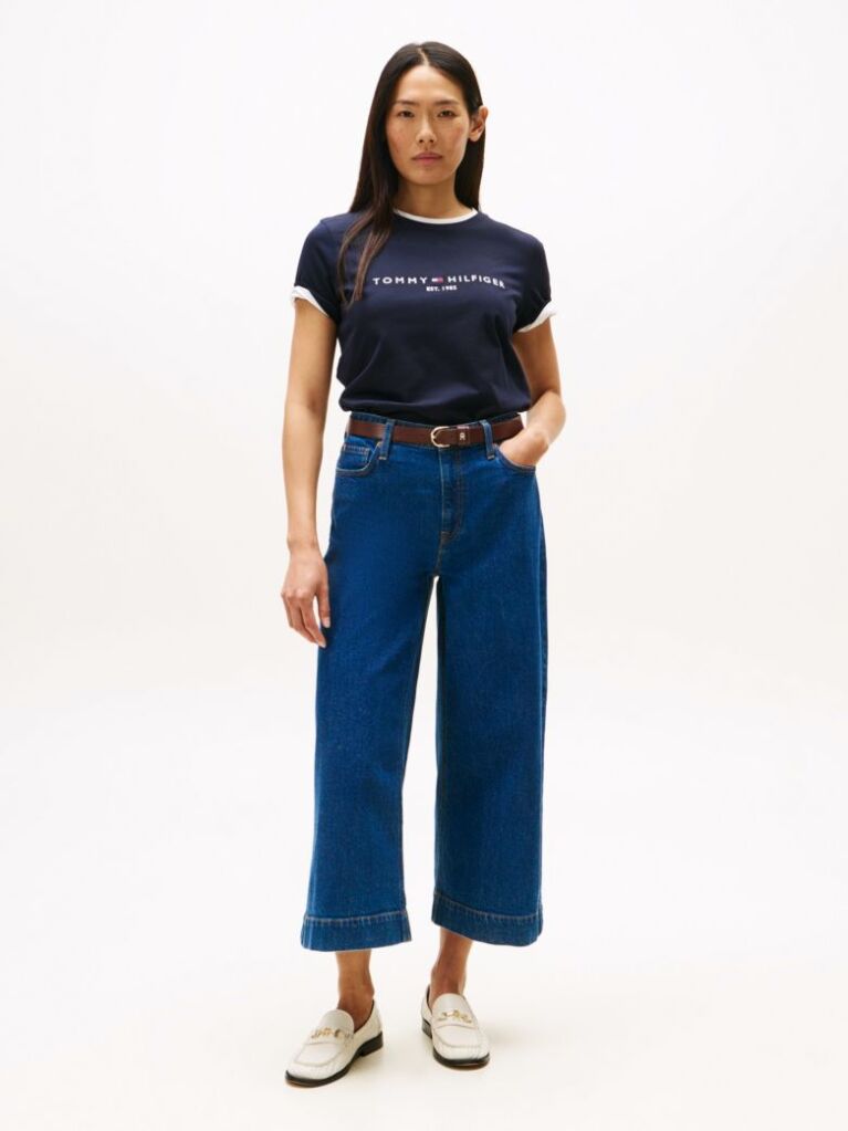Blue Organic Cotton Logo T-Shirt  Women