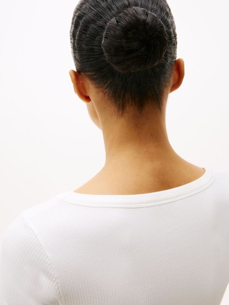 White Ribbed Slim T-Shirt  Women
