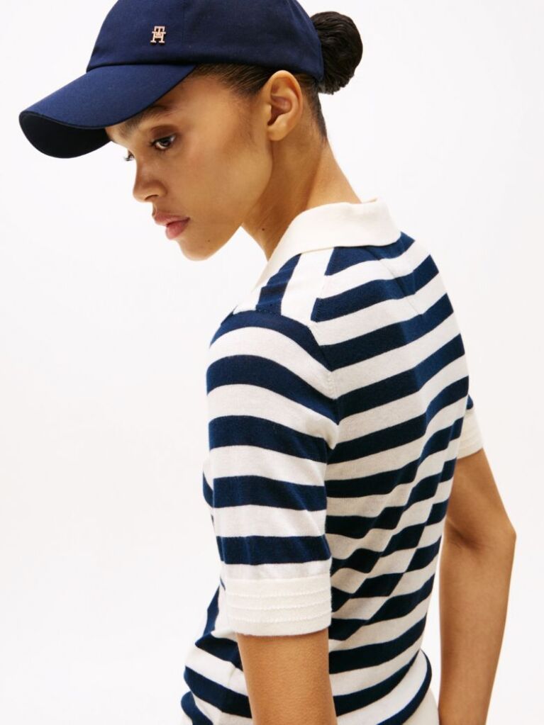 Multi Short Sleeve Polo Collar Jumper  Women
