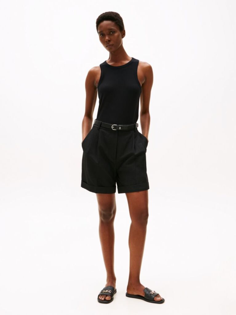 Black Ribbed Slim Fit Tank Top  Women