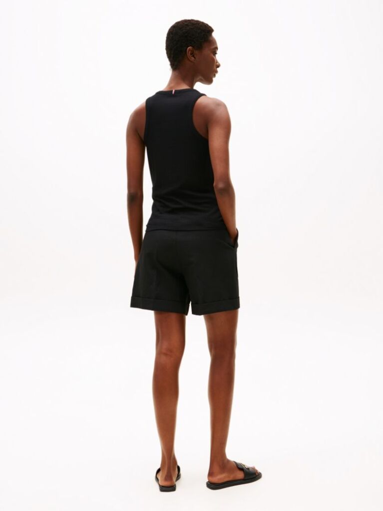 Black Ribbed Slim Fit Tank Top  Women