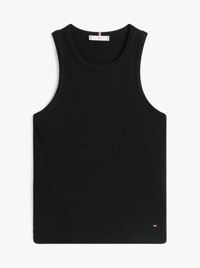 Black Ribbed Slim Fit Tank Top  Women