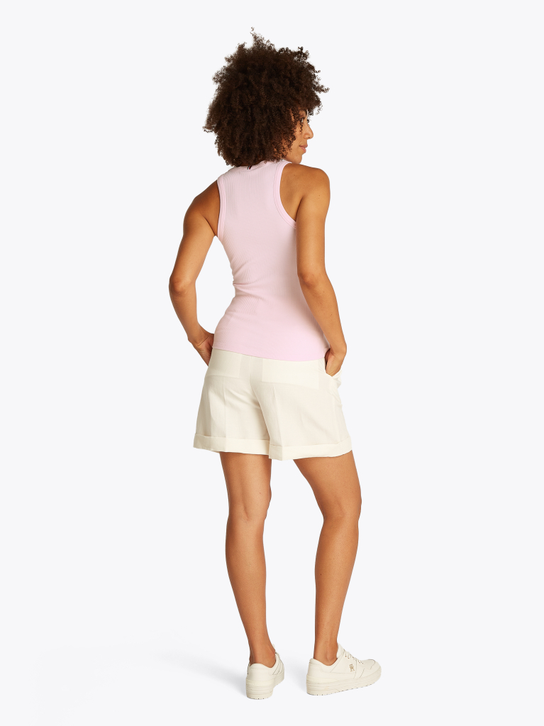 Pink Ribbed Slim Fit Tank Top  Women
