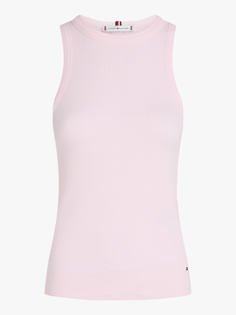 Pink Ribbed Slim Fit Tank Top  Women