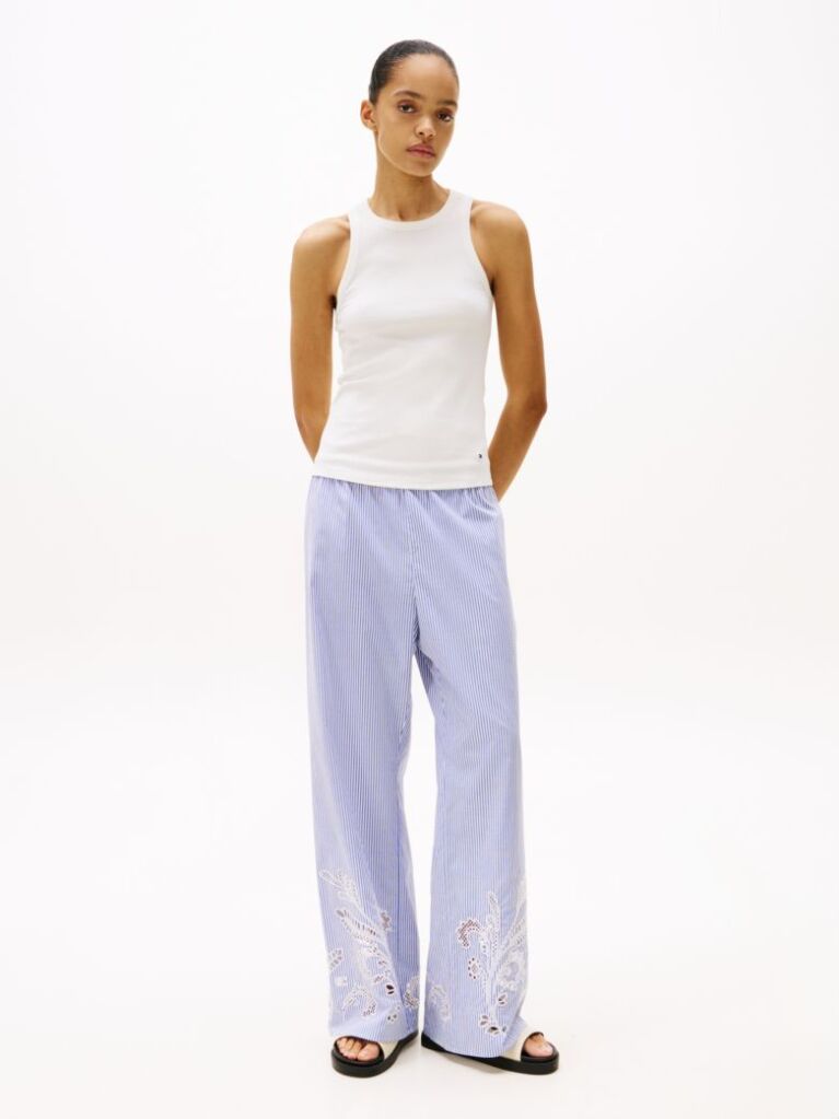 White Ribbed Slim Fit Tank Top  Women