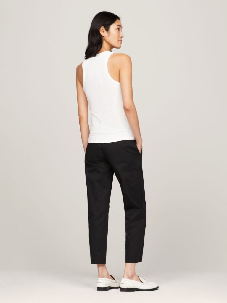 White Ribbed Slim Fit Tank Top  Women