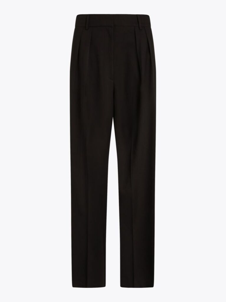 Black Pigment Dyed Relaxed Straight Leg Trousers  Women
