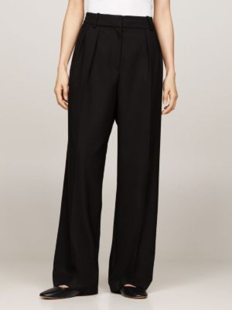 Black Pigment Dyed Relaxed Straight Leg Trousers  Women
