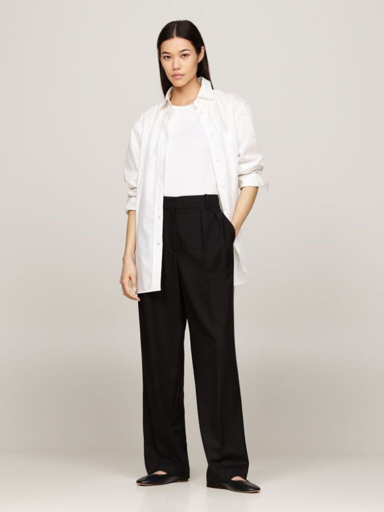 Black Pigment Dyed Relaxed Straight Leg Trousers  Women