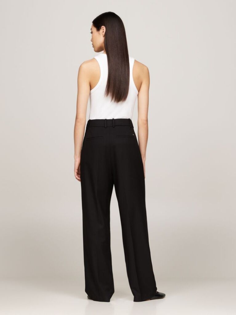 Black Pigment Dyed Relaxed Straight Leg Trousers  Women