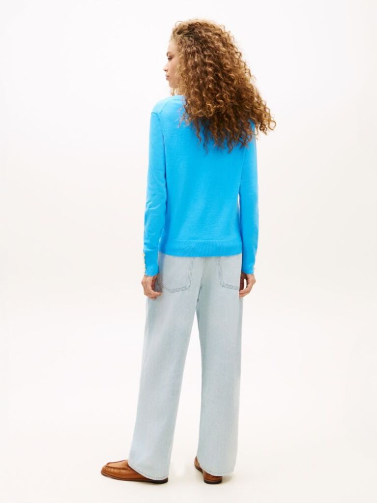 Blue Jersey V-Neck Jumper  Women