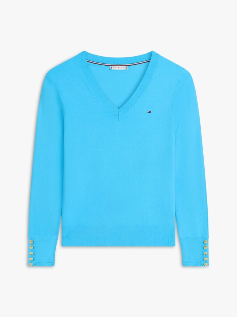 Blue Jersey V-Neck Jumper  Women