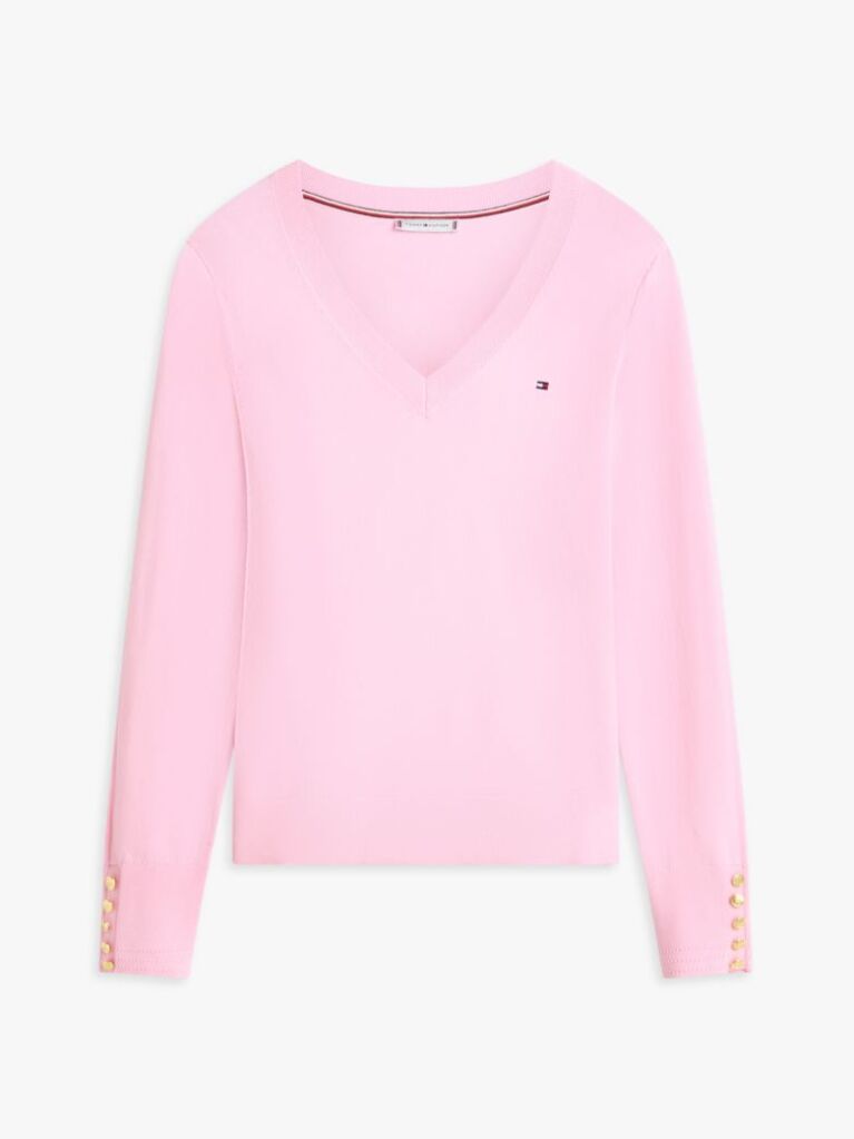 Pink Jersey V-Neck Jumper  Women