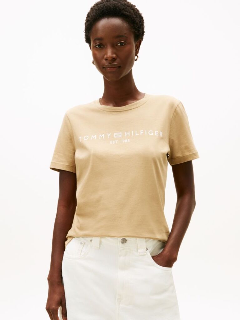 Καφέ T-Shirt Με Κλασική Λαιμόκοψη Και Λογότυπο  Γυναίκες
