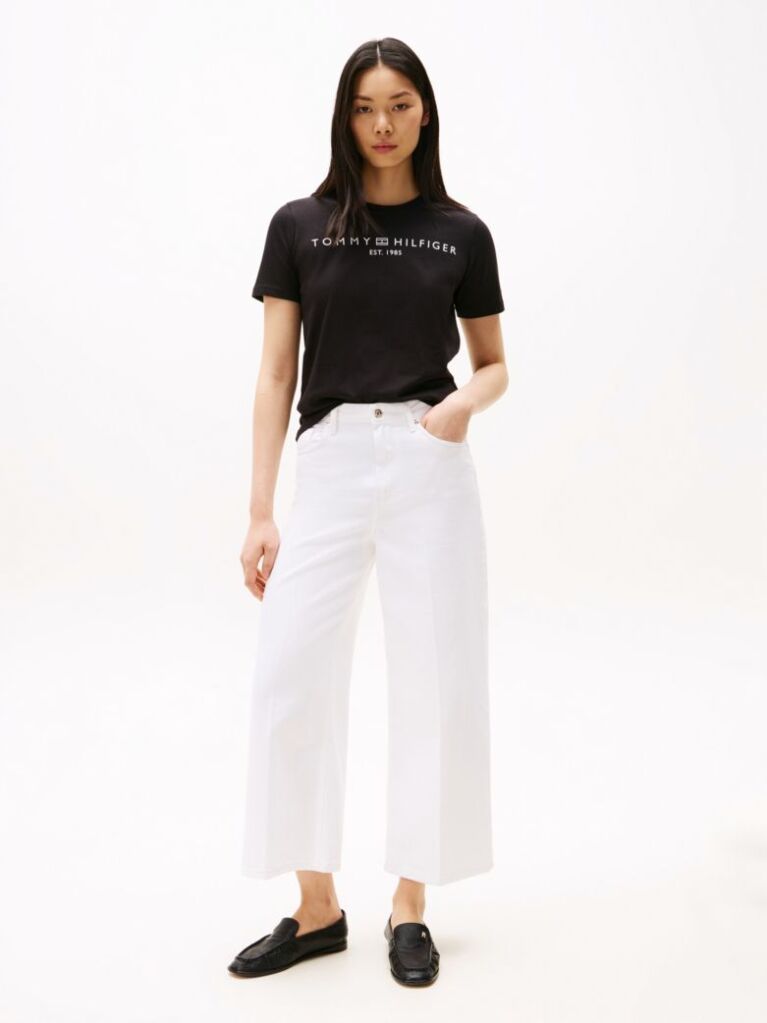 Μαύρο T-Shirt Με Κλασική Λαιμόκοψη Και Λογότυπο  Γυναίκες
