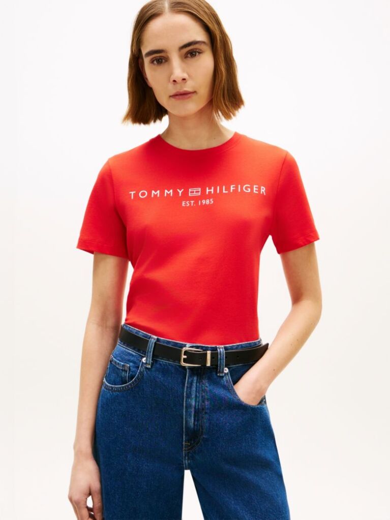 Red Logo Crew Neck T-Shirt  Women