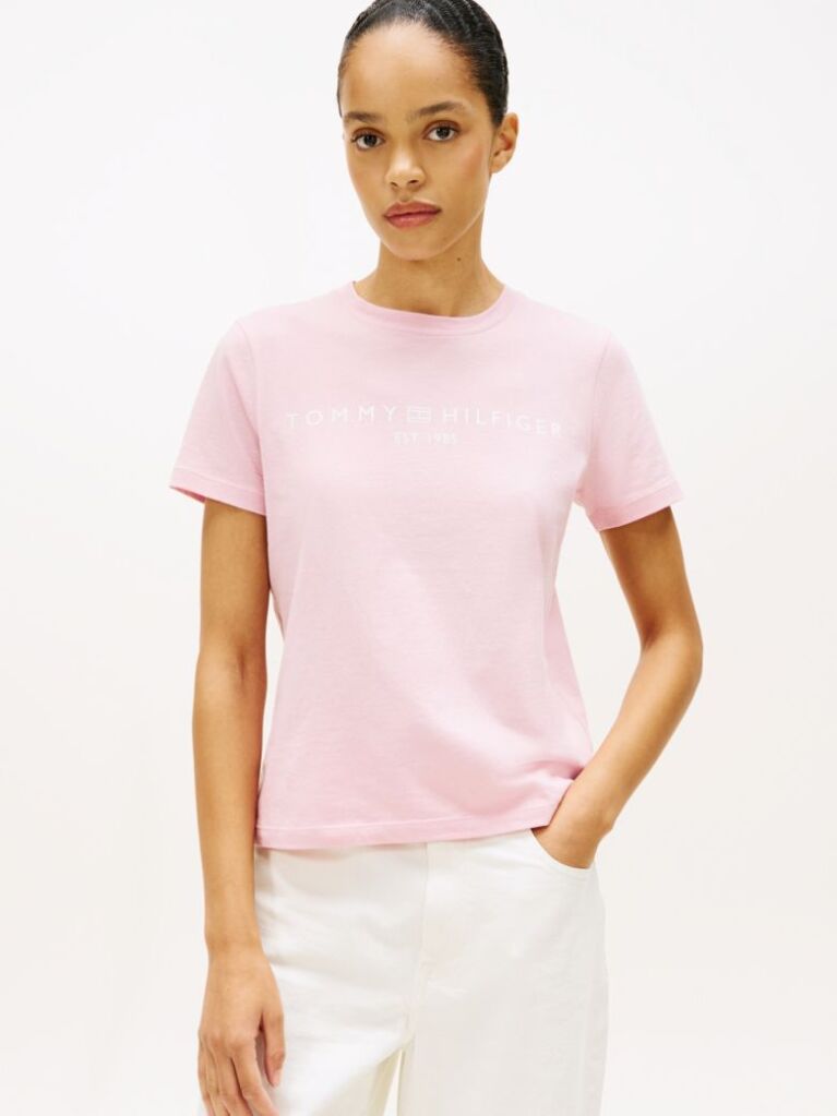 Ροζ T-Shirt Με Κλασική Λαιμόκοψη Και Λογότυπο  Γυναίκες
