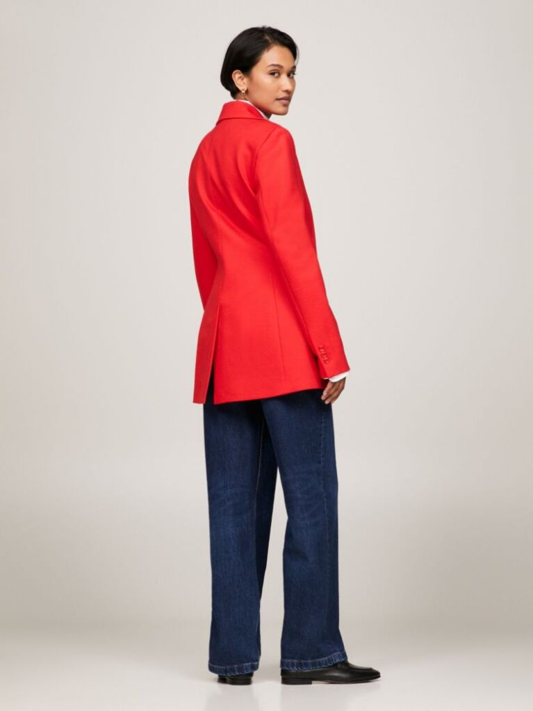 Κόκκινο Blazer Σε Slim Γραμμή Με Μονή Σειρά Κουμπιών  Γυναίκες