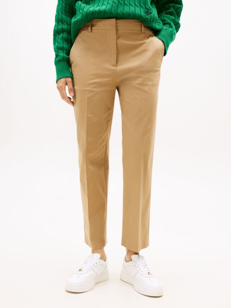 Brown Slim Fit Straight Leg Chinos  Women