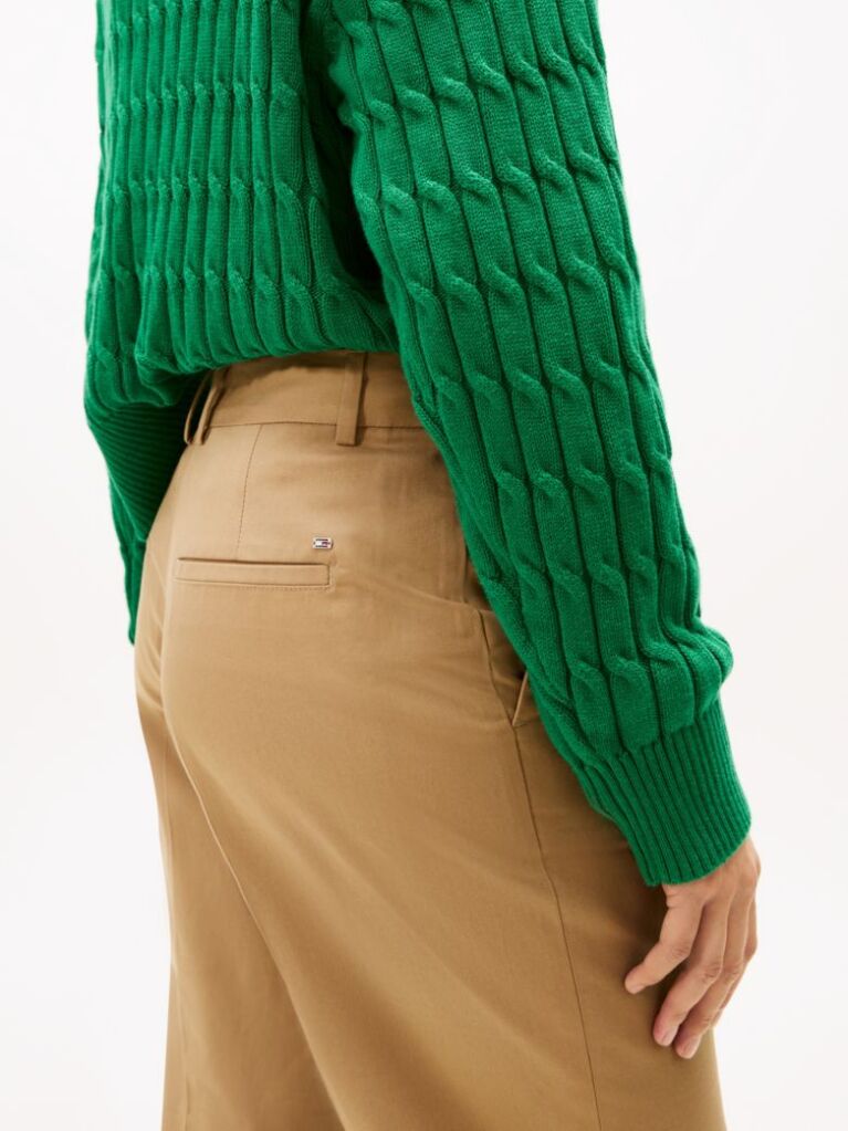 Brown Slim Fit Straight Leg Chinos  Women