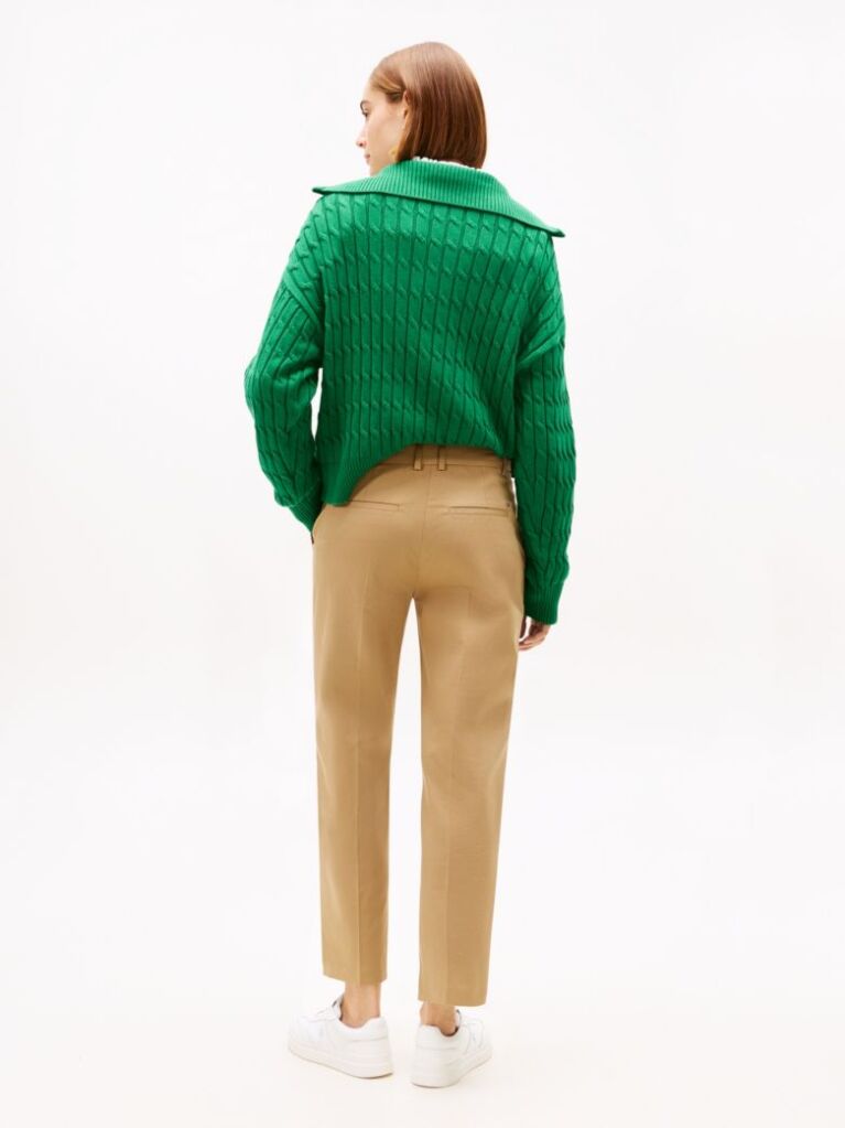 Brown Slim Fit Straight Leg Chinos  Women