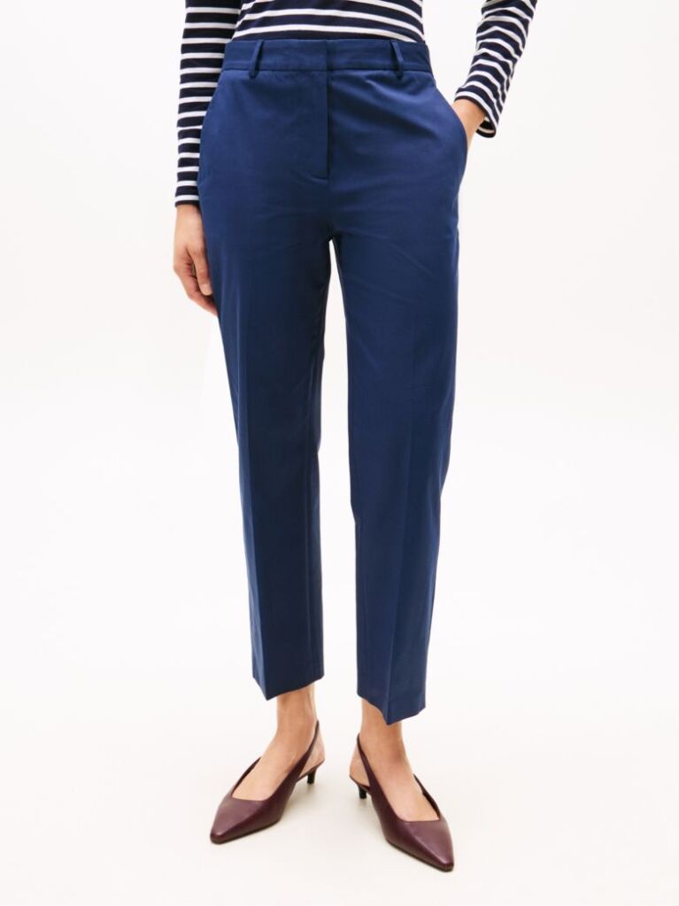 Blue Slim Fit Straight Leg Chinos  Women
