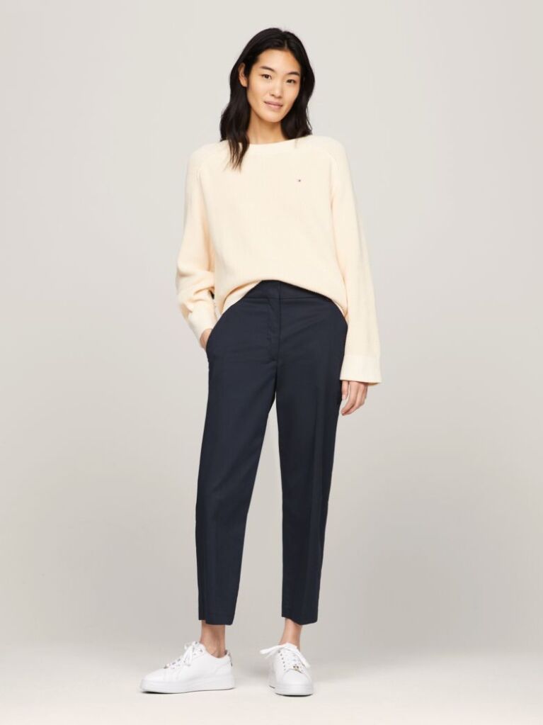 Blue Slim Fit Straight Leg Chinos  Women