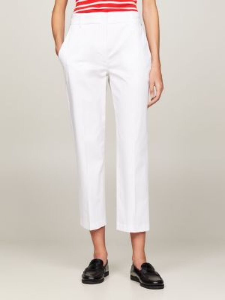 White Slim Fit Straight Leg Chinos  Women