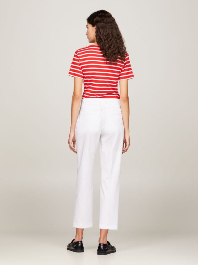 White Slim Fit Straight Leg Chinos  Women
