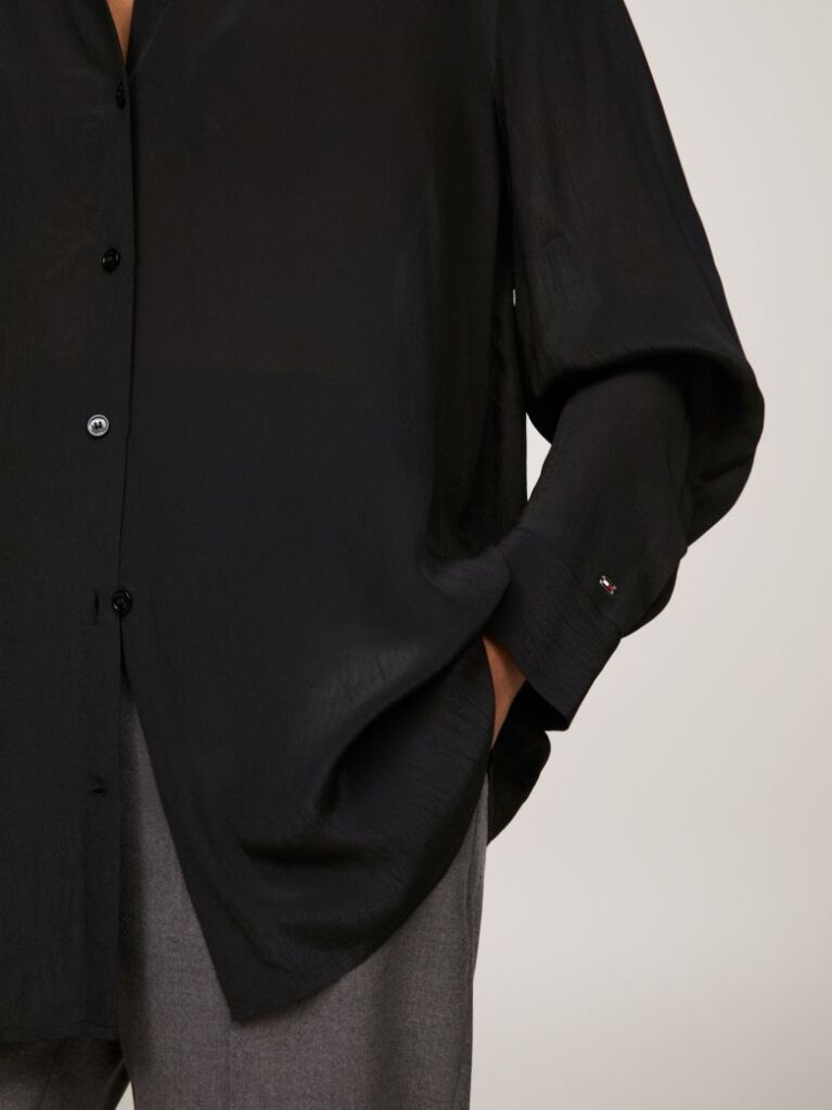 Black Fluid Crepe Regular Fit Shirt  Women