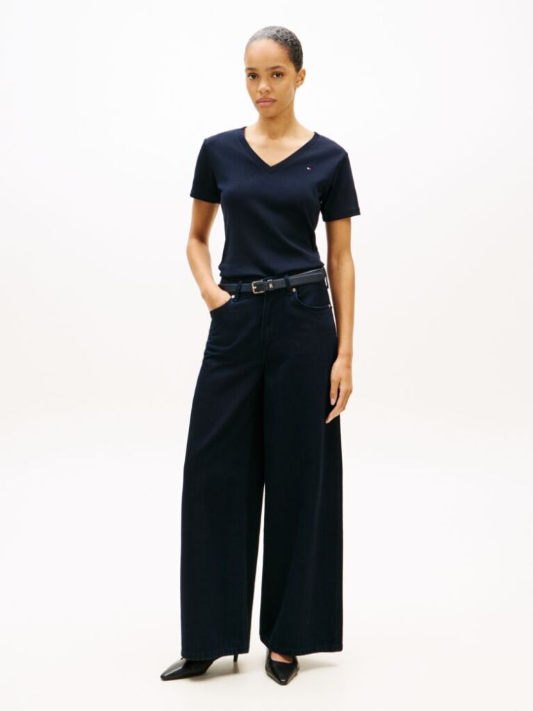 Blue V-Neck Slim Fit T-Shirt  Women