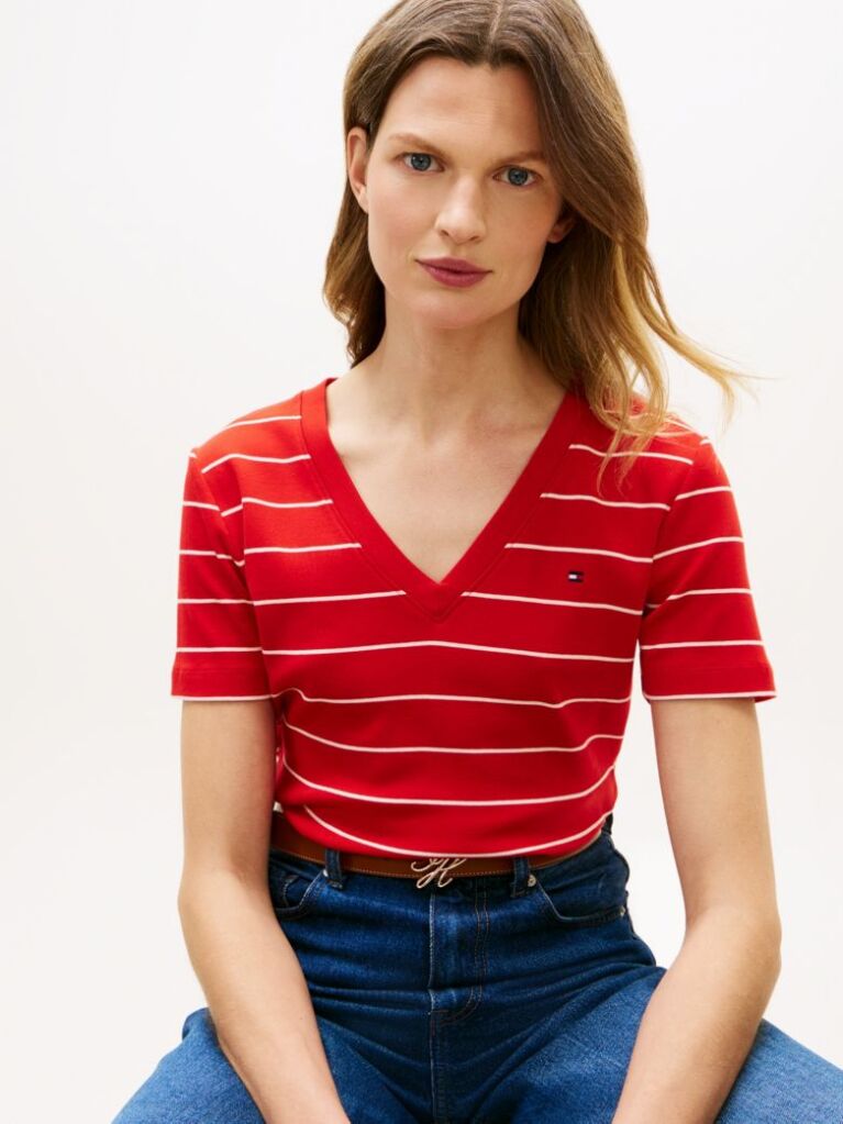 Multi V-Neck Slim Fit T-Shirt  Women