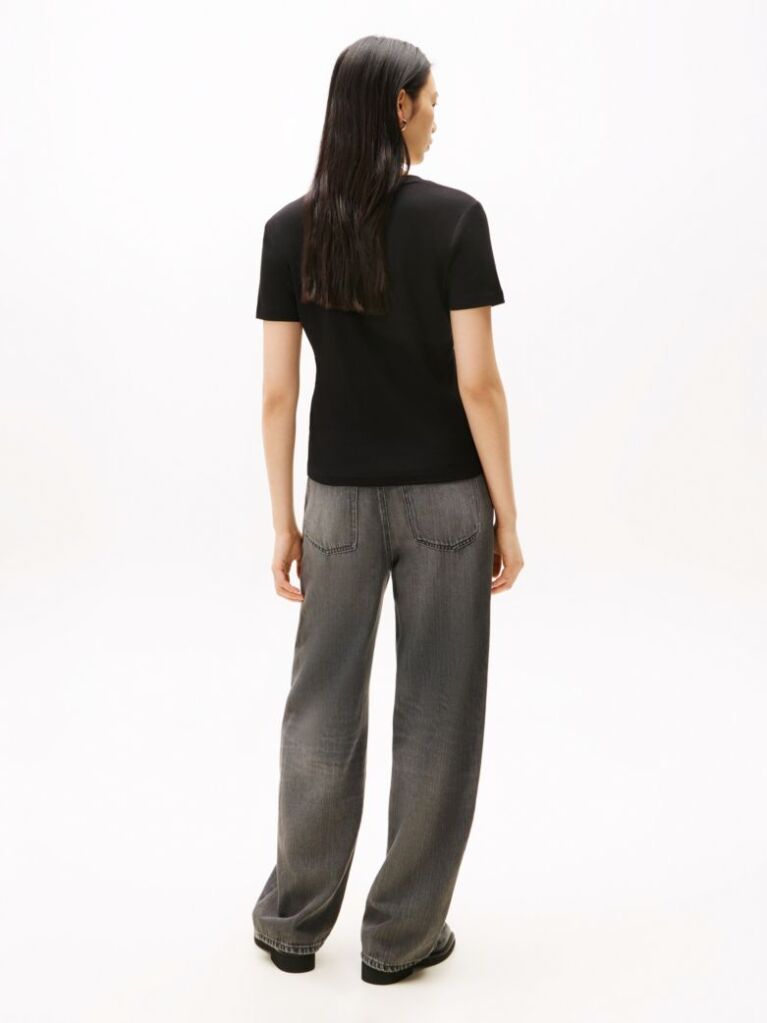 Black V-Neck Slim Fit T-Shirt  Women