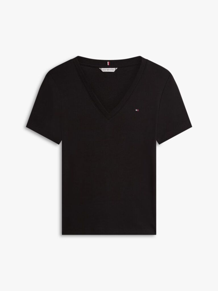 Black V-Neck Slim Fit T-Shirt  Women