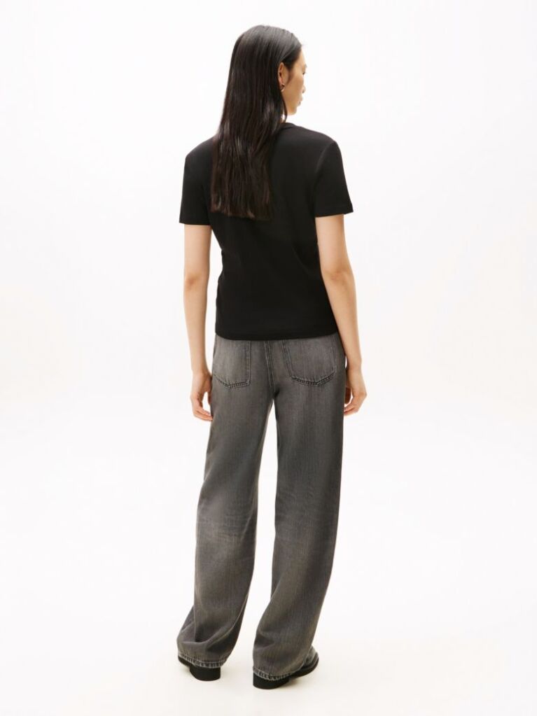 Black V-Neck Slim Fit T-Shirt  Women