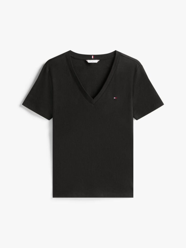 Black V-Neck Slim Fit T-Shirt  Women