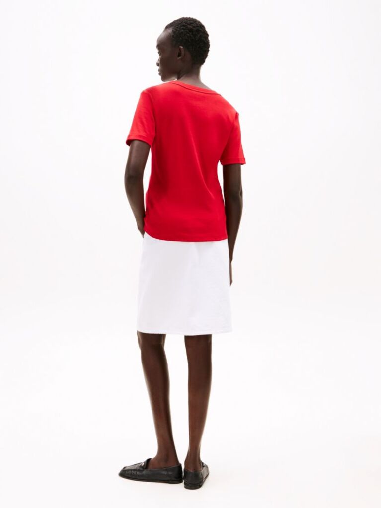 Red V-Neck Slim Fit T-Shirt  Women