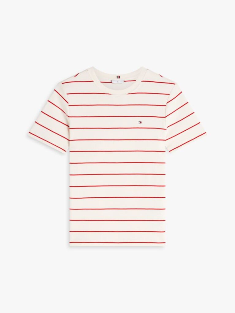 Multi Flag Embroidery Ribbed Slim T-Shirt  Women