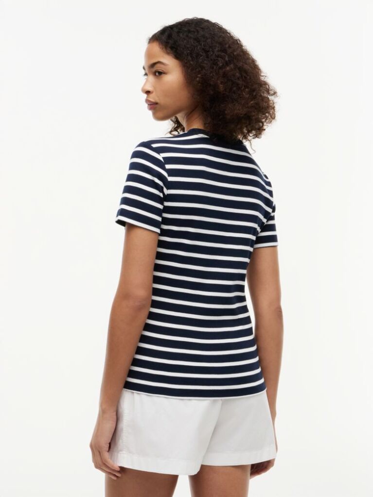 Multi Flag Embroidery Ribbed Slim T-Shirt  Women